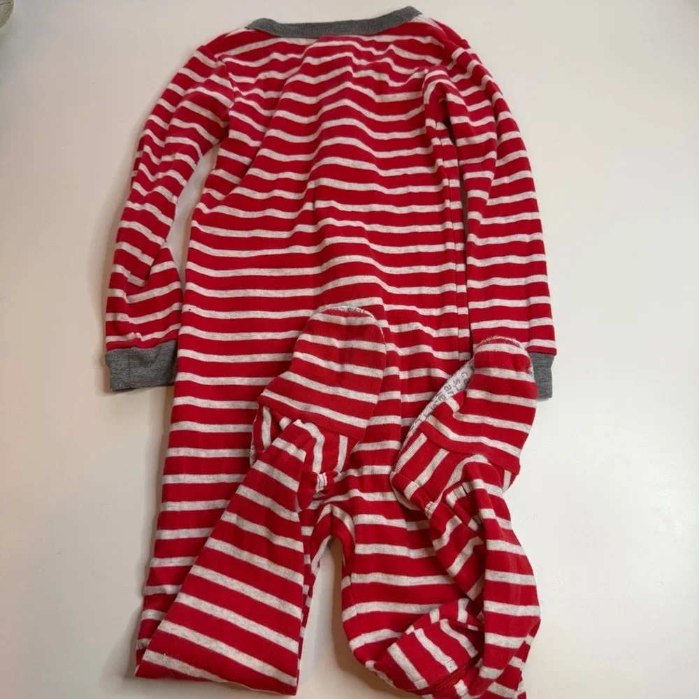 Carter's Red and White Striped Footie with Dog Appliqué